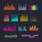 Set colorful ui ux music equalizer sound waves.