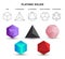 Set of colorful vector editable 3D platonic solids isolated on white background. Mathematical geometric figures such as
