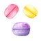 Set of colorful watercolor macarons