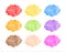 Set of colorful watercolor vector rounded spots, oval brush strokes