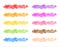 Set of colorful watercolor vector uneven stripes, thin brush strokes, long spots