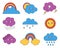 Set of colorful weather characters