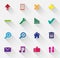 Set of colorful web icons with long shadows