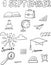 Set of coloring icons and symbols of school