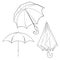 Set coloring umbrella side view of rain. vector illustration