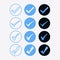 Set of colors options for checkmark buttons.