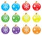Set of coloured christmas decorations