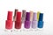 Set of colourful bottles of nail lacquer