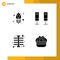 Set of Commercial Solid Glyphs pack for blossom, ray, rose, sound, basket