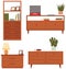 Set of commode illustrations on theme of storage furniture. Chests of drawers vector illustration