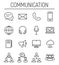 Set of communication icons in modern thin line style