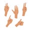 Set of communicative hand gestures. Collection of communication signs.
