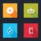 Set Compass, Head flashlight, and Thermos container icon. Vector