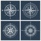 Set of compass roses. Vector illustration.