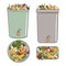 Set of composting bins with kitchen scraps, fruits and vegetables. No food wasted. Recycling organic waste, compost. Sustainable