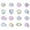 Set of computer cloud line icons -  data synchronisation, transfer, cloud computing