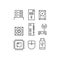 Set of computer component icons outline isolated