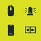 Set Computer mouse, Electrical outlet, Smartphone and Flasher siren icon. Vector