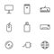 Set of computers line icons contains laptop, printer and more. 64x64 Pixel Perfect. vector illustration