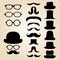 Set consists of a hat, glasses and mustache