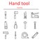 Set of construction hand tools. Instruments for building and repair.