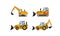 Set construction heavy equipment machinery, excavator, backhoe, front loader