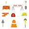 Set of construction items on white background. Building tools