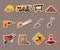 Set of construction object stickers
