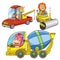 Set of construction vehicle animal cartoon.