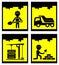 Set construction yellow icons set