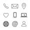 Set of contact us linear icon. Web communication icons isolated. Mail phone location website account internet icon