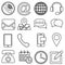 Set of contact us linear icon. Web communication icons isolated. Mail phone location website account internet icon.