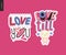 Set of contemporary girlie Love letter logo