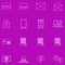 A set of contour business icons on purple background