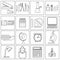 Set of contour icons on the theme office and school