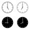 A set of contour and silhouette clock of round shape