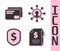 Set Contract money and pen, Credit card, Shield with dollar and Business network and communication icon. Vector