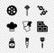 Set Cookie or biscuit, Lollipop, Candy, Jar of sugar, Ice cream in waffle cone, Spatula, Chef hat and Bread toast icon