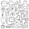 Set of cooking doodle vector illustration in cute hand drawn style