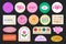 Set Of Cool Trendy Groovy Stickers Vector Design. Pop Art patches. Y2K Badges