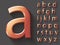 Set of copper 3D lowercase english letters.