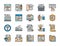 Set of Copywriting Flat Color Icons. Typewriter, Presentations, Printer and more