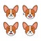 Set of corgi dog faces showing different emotions