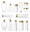 Set Cosmetic Plastic Bottle and Tube on White Background