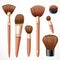 Set of cosmetics brushes isolated on a white