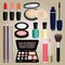 Set of Cosmetics and Make Up Brush