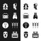 Set Cossack pants, Ukrainian house, woman, cossack, Garden pitchfork, Wheat, Hotel Ukraina building and Thief mask icon