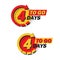 Set of countdown four left days with arrow and halftone in a flat design. Announcement icons for promotion