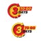 Set of countdown three left days with arrow and halftone in a flat design. Announcement icons for promotion