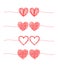 Set of coupled hearts tangled grungy scribble banners